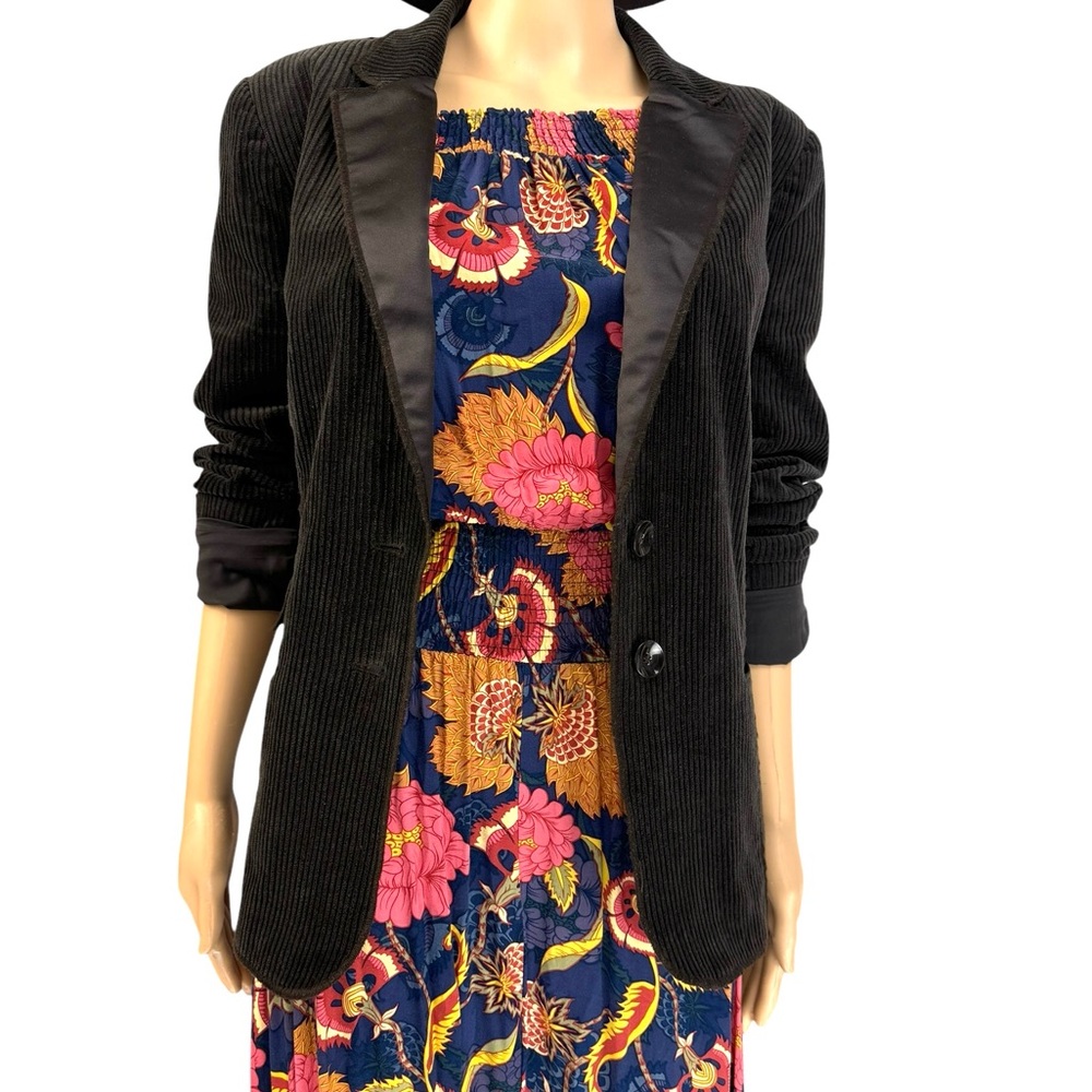 Entire 3pc Outfit Floral Dress Jacket & Hat Set Brown Navy & Pink Print